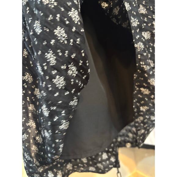 NWT Madewell Black White Floral Maxi Dress 12 Long Sleeve Ruched Boho Romantic - Picture 9 of 16